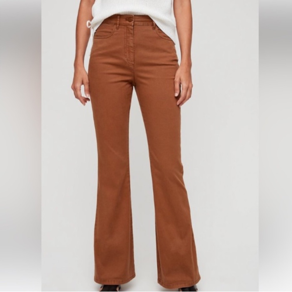 Aritzia The Group Babaton Brown Flare Wide Leg Jeans Pants Size 4